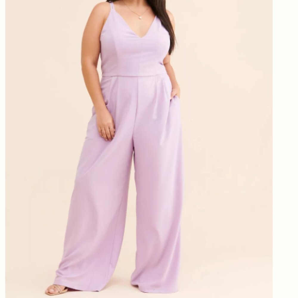 Hutch Strappy Wide-Leg Jumpsuit Lavender 18W Anthropolgie